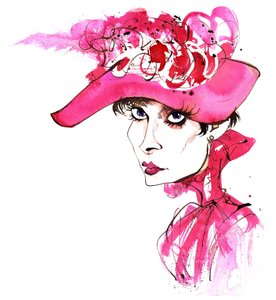 Belgian-born actress Audrey Hepburn; caricatured as Eliza Doolittle from My Fair Lady by Neale Osborne
